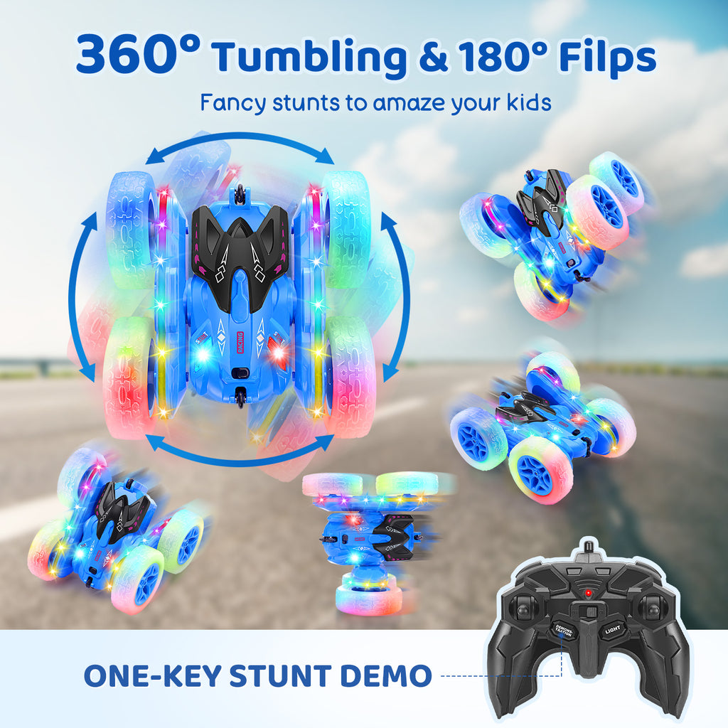 SGILE 2.4Ghz Double Sided 360 Flip Rotating Racing Car, Blue