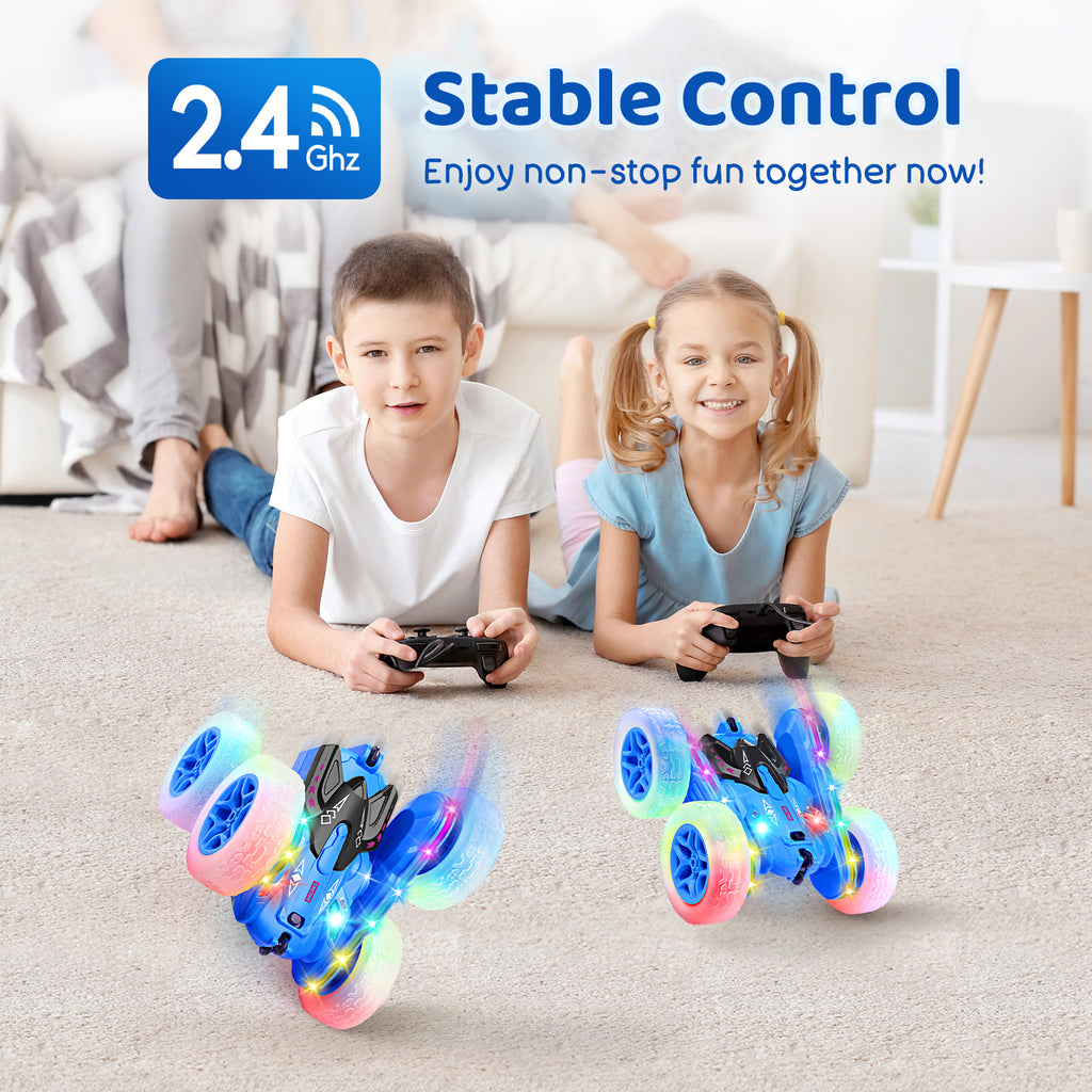 SGILE 2.4Ghz Double Sided 360 Flip Rotating Racing Car, Blue