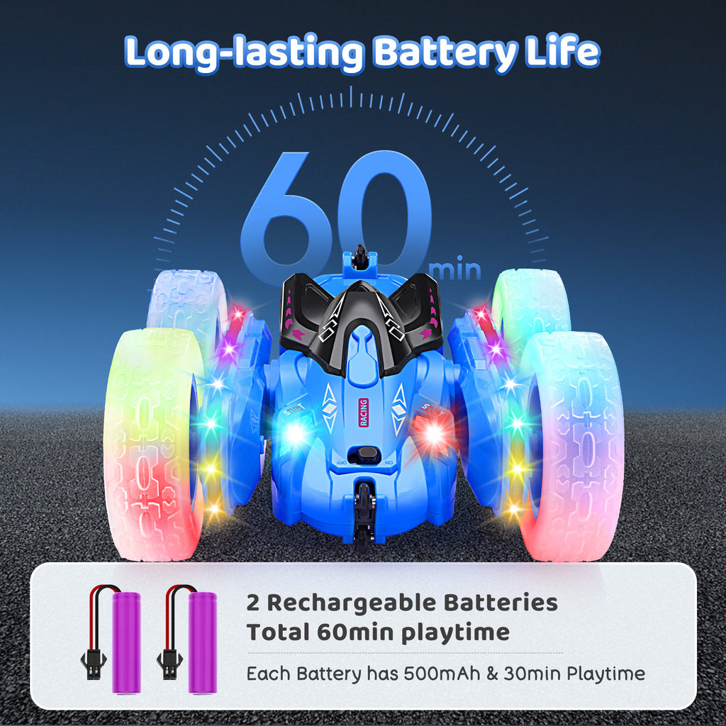 SGILE 2.4Ghz Double Sided 360 Flip Rotating Racing Car, Blue