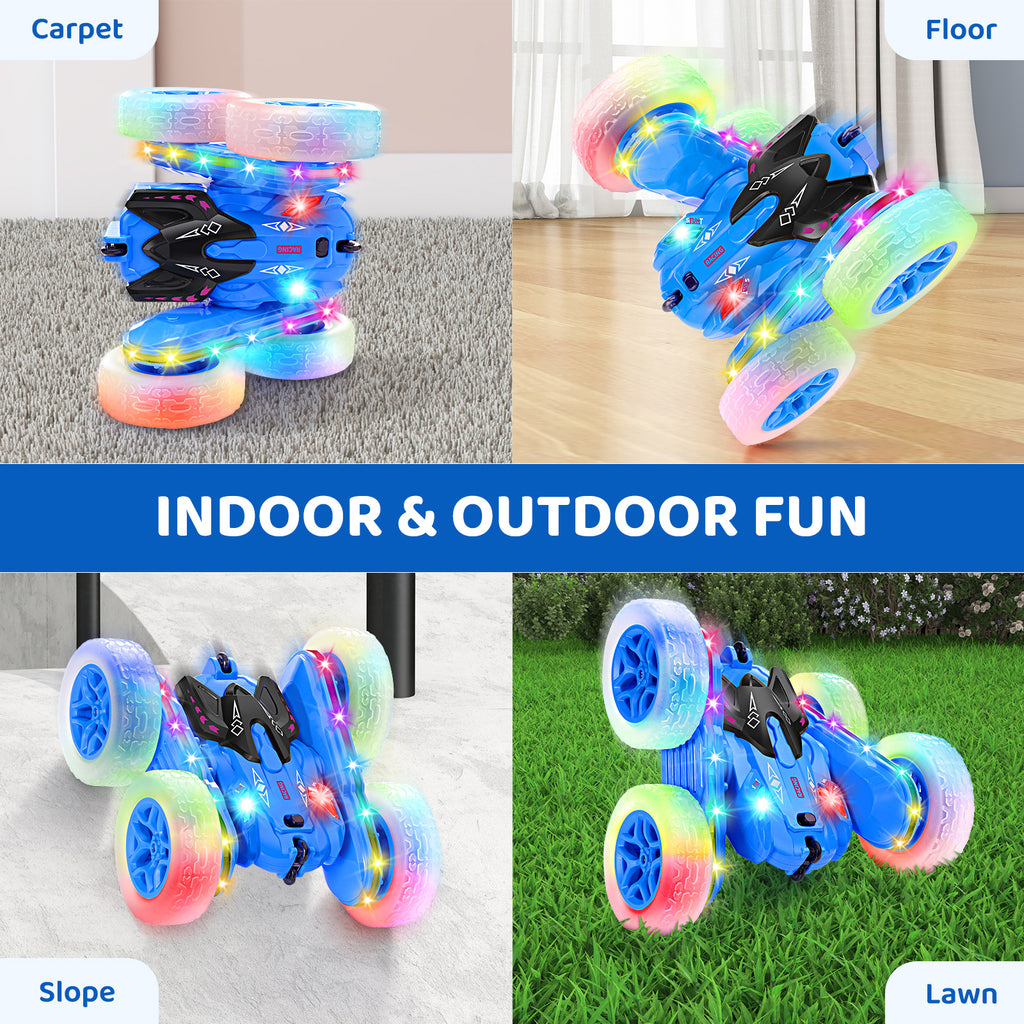 SGILE 2.4Ghz Double Sided 360 Flip Rotating Racing Car, Blue