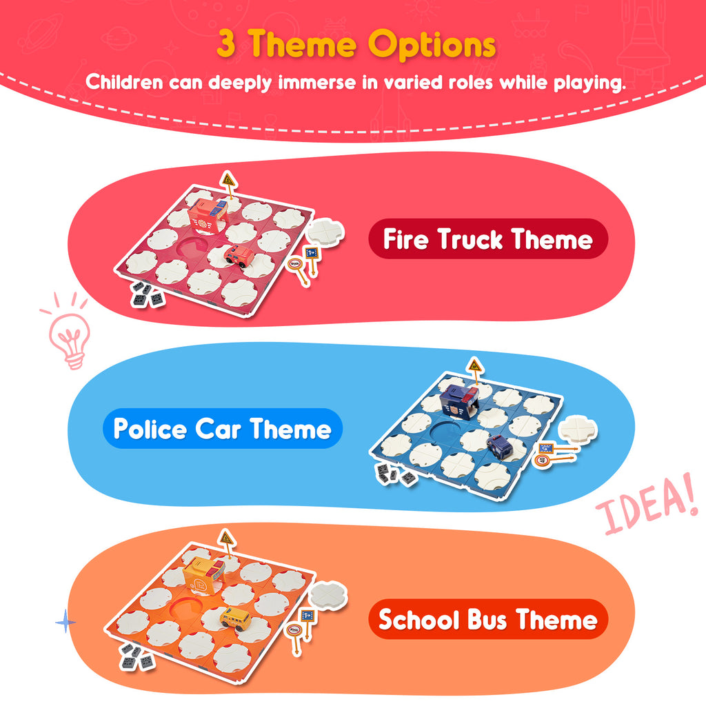 SGILE 16 PCS Toddler Building Maze Blocks Family Board Game Track Fire Truck Toy Set