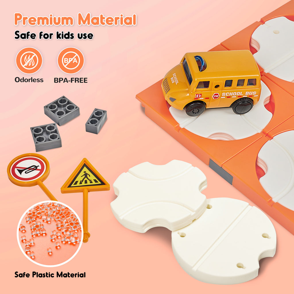 SGILE 16 PCS Toddler Building Maze Blocks Family Board Game Track Engineer Vehicle Toy Set