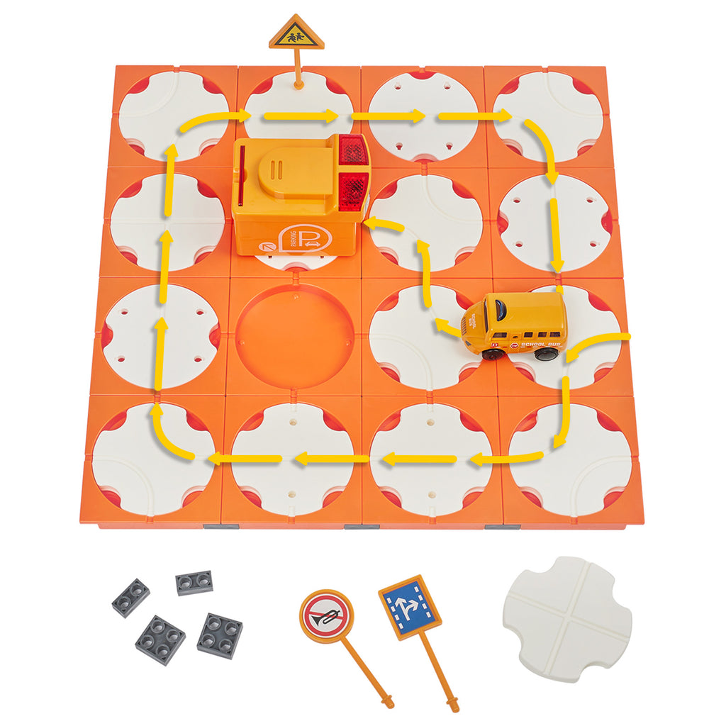 SGILE 16 PCS Toddler Building Maze Blocks Family Board Game Track Engineer Vehicle Toy Set