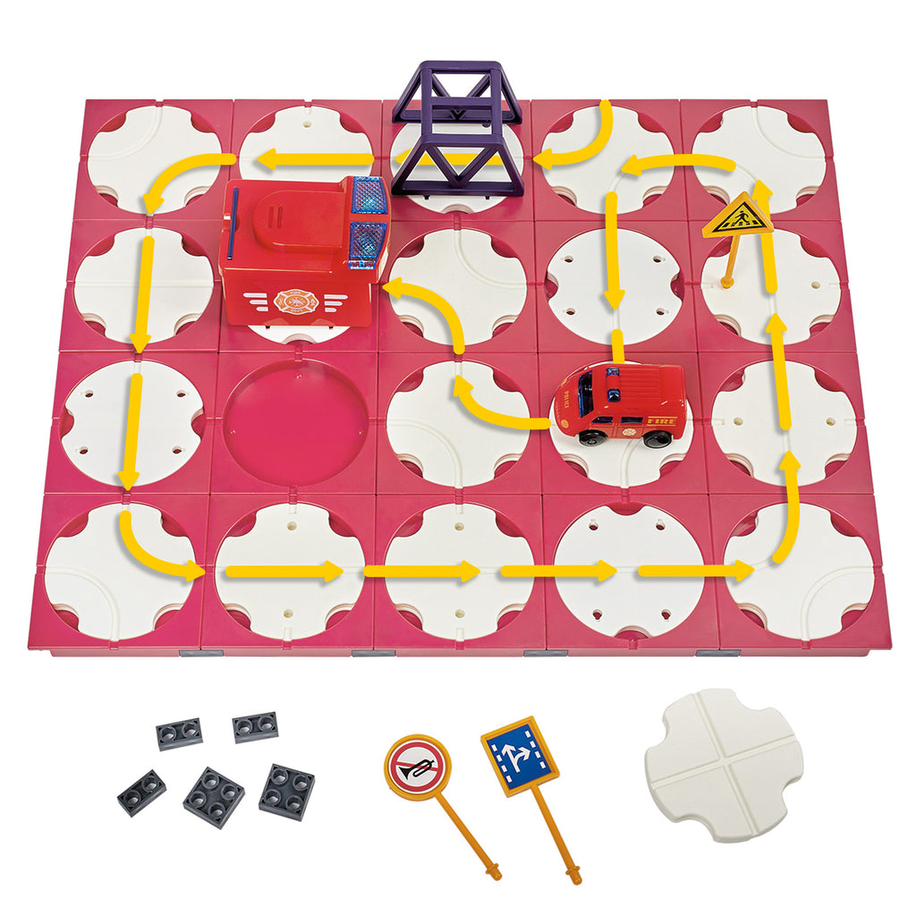 SGILE 20 PCS Toddler Building Maze Blocks Family Board Game Track Fire Truck Toy Set