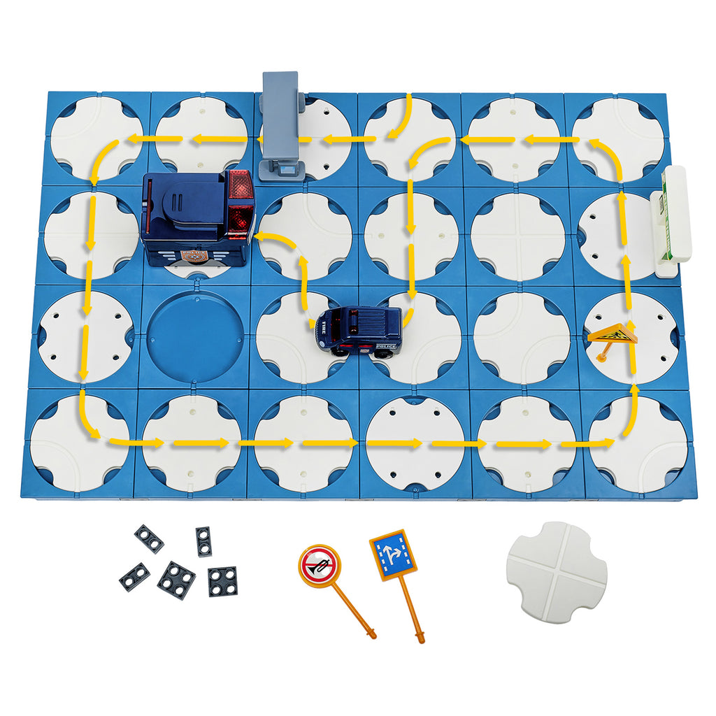 SGILE 24 PCS Toddler Building Maze Blocks Family Board Game Track Police Car Toy Set
