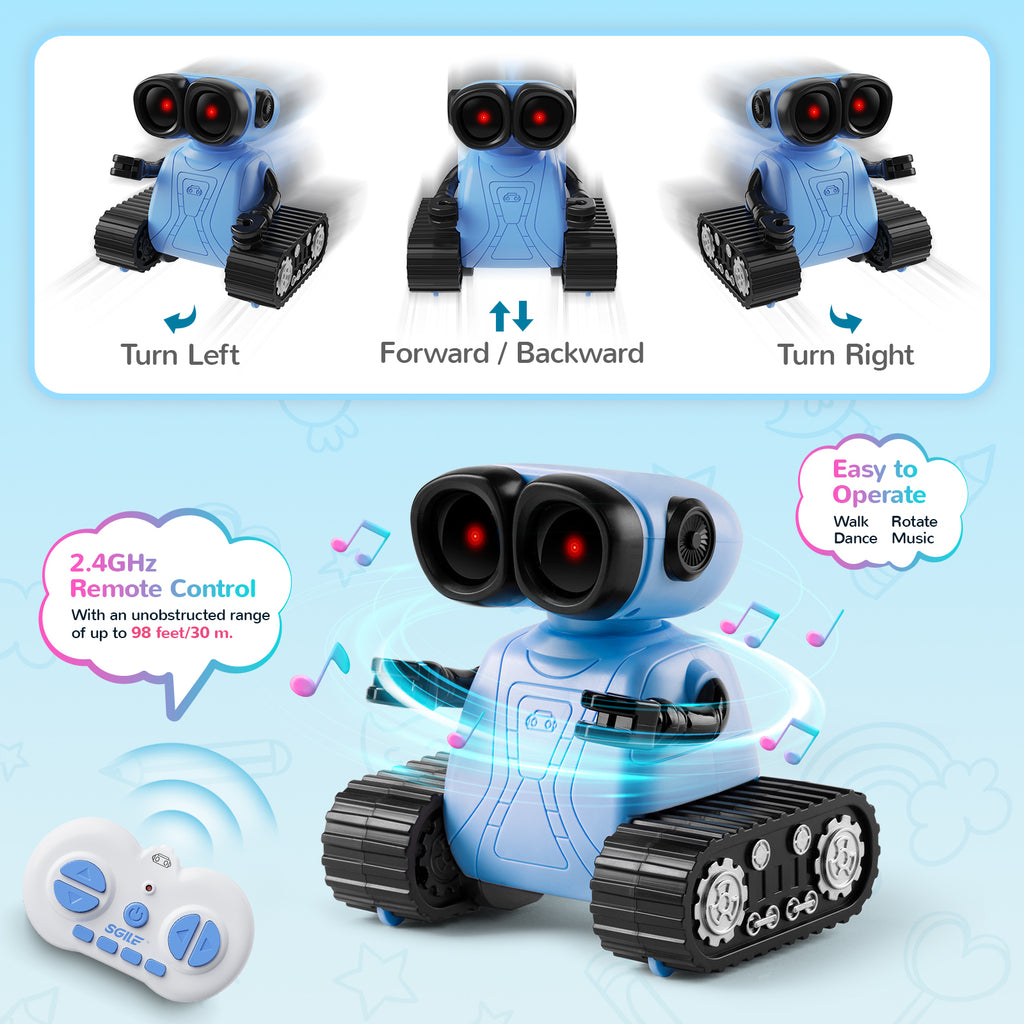 SGILE Remote Control Robot Toys with Music and LED Eyes,Blue
