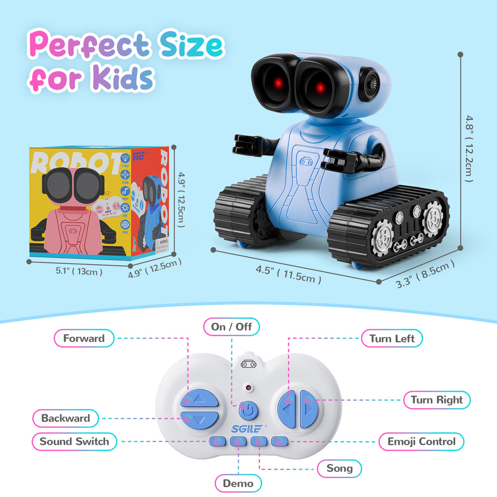 SGILE Remote Control Robot Toys with Music and LED Eyes,Blue