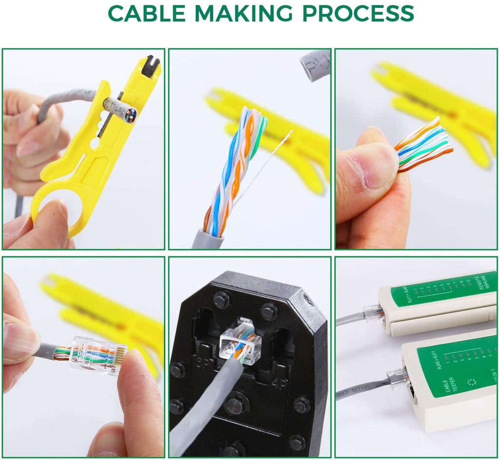 SGILE Network Tool Kits Computer Maintenance LAN Cable Tester 9-in-1 with Crimp Stripper Tool Set