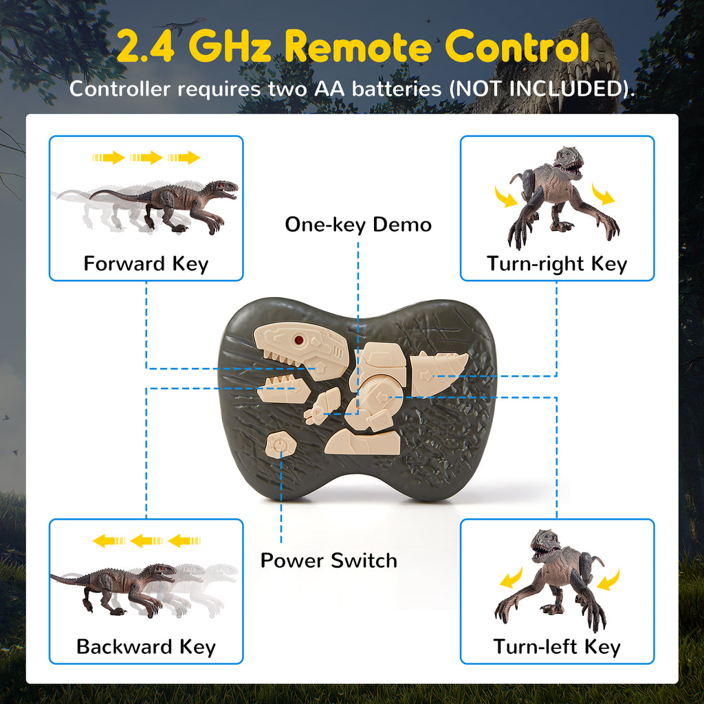 SGILE RC Jurassic Dinosaur Toy with Light & Sound