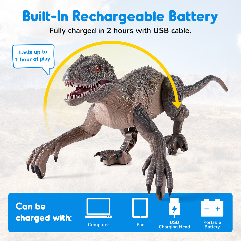 SGILE RC Jurassic Dinosaur Toy with Light & Sound