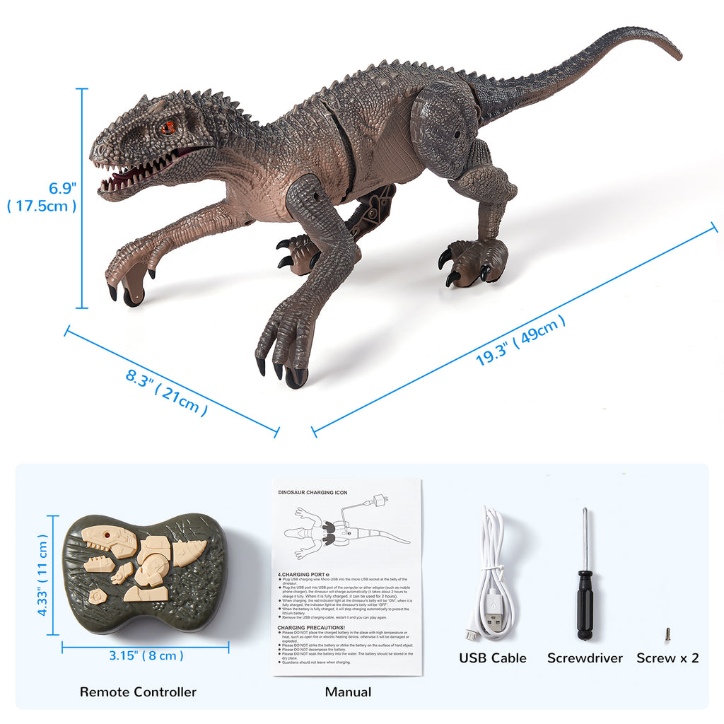 SGILE RC Jurassic Dinosaur Toy with Light & Sound
